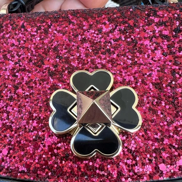 KATE SPADE Odette GLITTER MINI top handle crossbody bag blkcherry - Picture 17 of 17